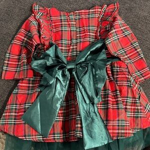 Plaid Ruffle Dress with Tulle Skirt